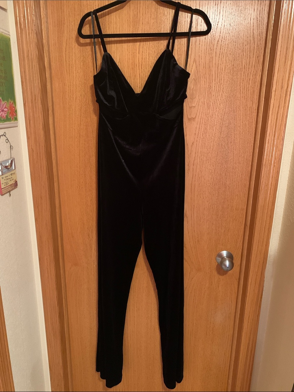 Black Velvet Spaghetti-Strap Jumpsuit